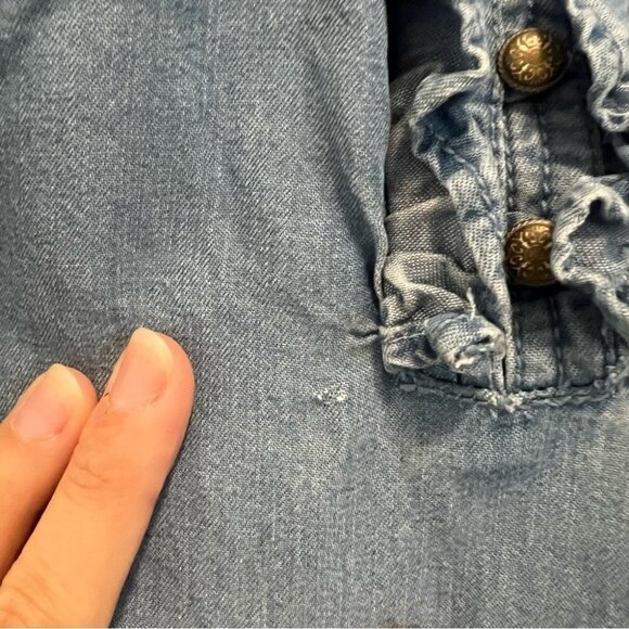 Anthropologie Maeve Chambray Ruffle Long Sleeve Top - Picture 15 of 15